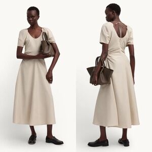 GOOP Midi Dress with Puff Sleeves